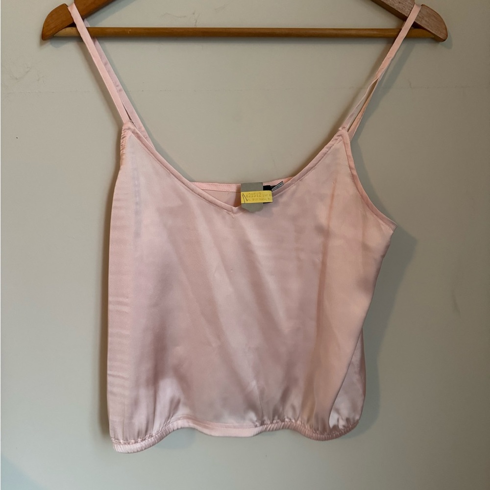 Satin soft pink cropped tank - XS